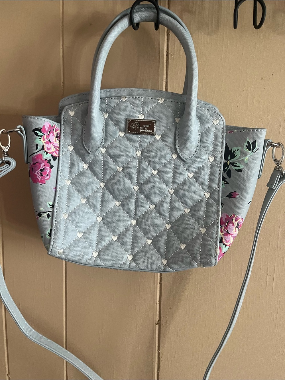 Quilted Light Blue Floral Accent Tote - Women Bags